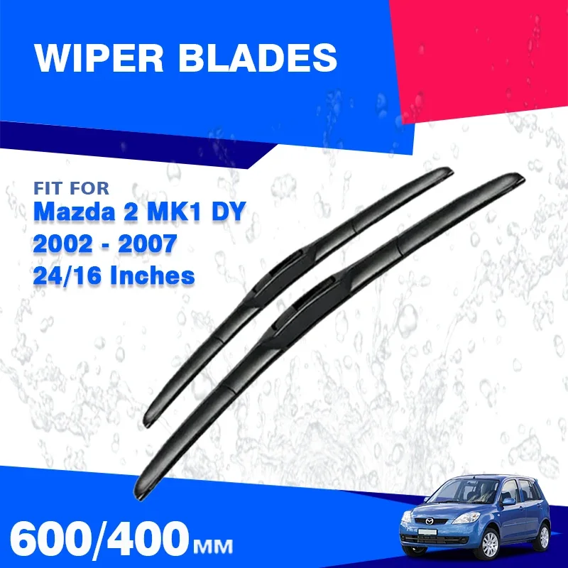 For Mazda 2 MK1 DY 2002 2003 2004 2005 2006 2007 Front Wiper Blades Mazda2 Demio Accessories Windshield Windscreen Brush Refills