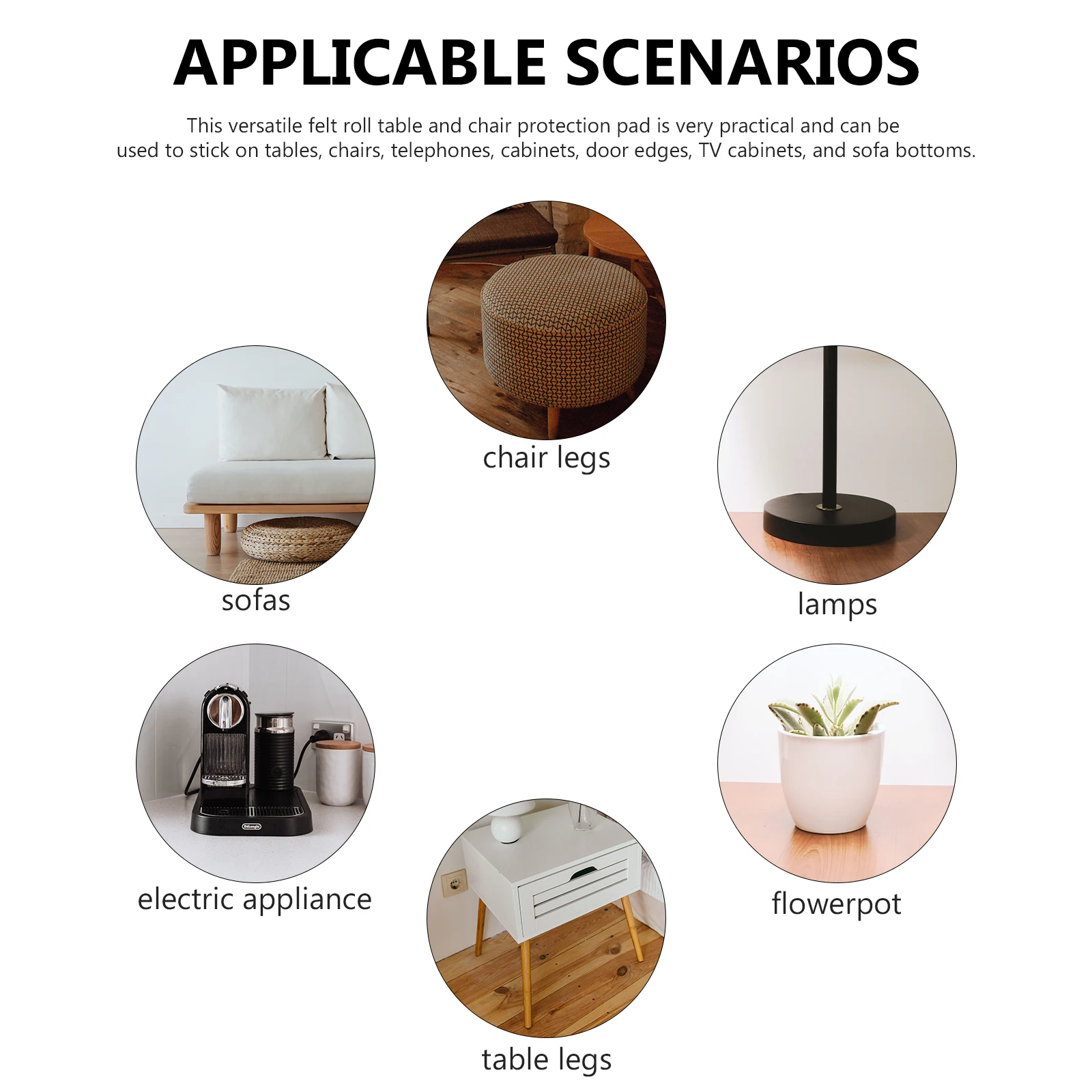 

3 Rolls Self Adhesive Felt Strips Furniture Protection Pads Floor Chair Leg Stickers Anti Skid Mats Eco Friendly