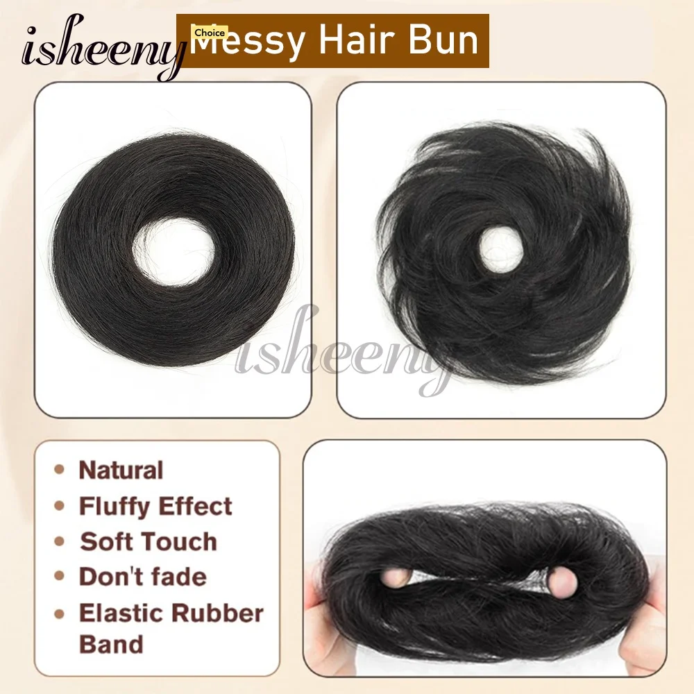Small Human Hair Buns Chignon 15g/30g Updo Donut Ponytail Hair Extensions Remy Hairpiece 100% Real Natural Human Hair