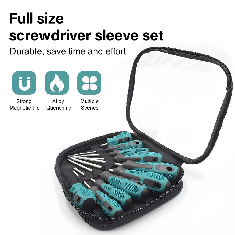 6PCS 9PCS Screwdriver Set Magnetic Household Multifunctional Cross Straight Screwdriver Manual Screwdriver Set Maintenance Tool