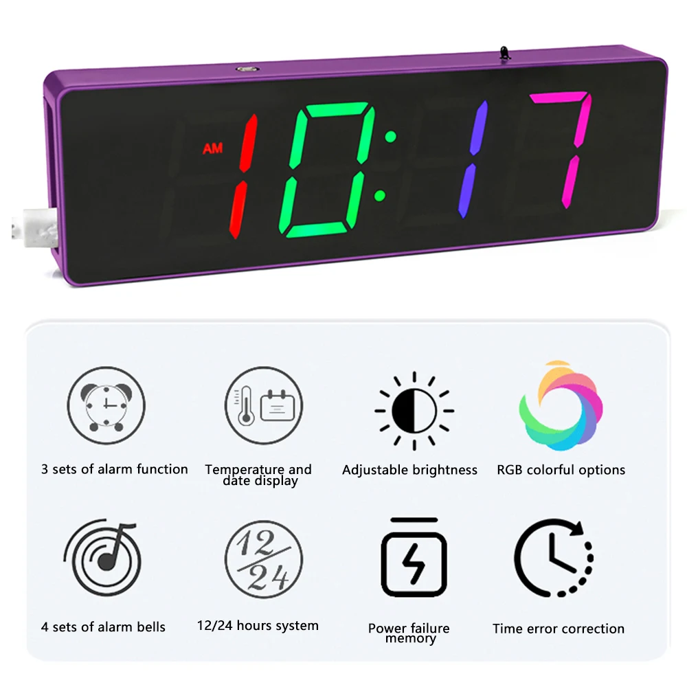 Color RGB Clock DIY Kit LED Alarm Clock Mini Decorative Electronic Digital Alarm Display Temperature Date Week Snooze Function