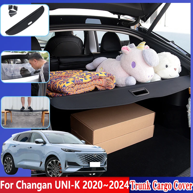 Car Trunk Cargo Cover For Changan UNI-K Accessories UNI K UNIK 2020~2024 2023 Retractable Shield Partition Privacy Shade Curtain