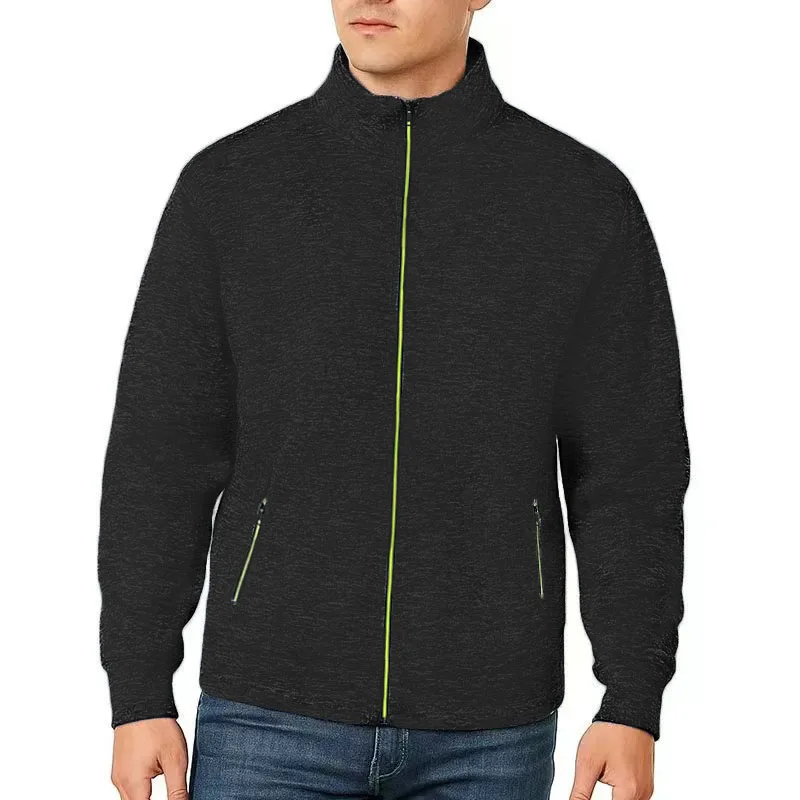 

Spring Autumn Men's Sweatshirt Jacket Trendy Fluorescent Zipper Design Stand Collar Long Sleeve Comfortable Male Jacket