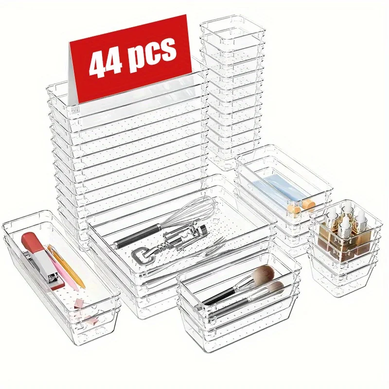 

25/44pcs Plastic Desktop Drawer Organizer Partitions Suitable for Crafts, Beads, Sewing Threads, Paints -Plastic Box for Artist