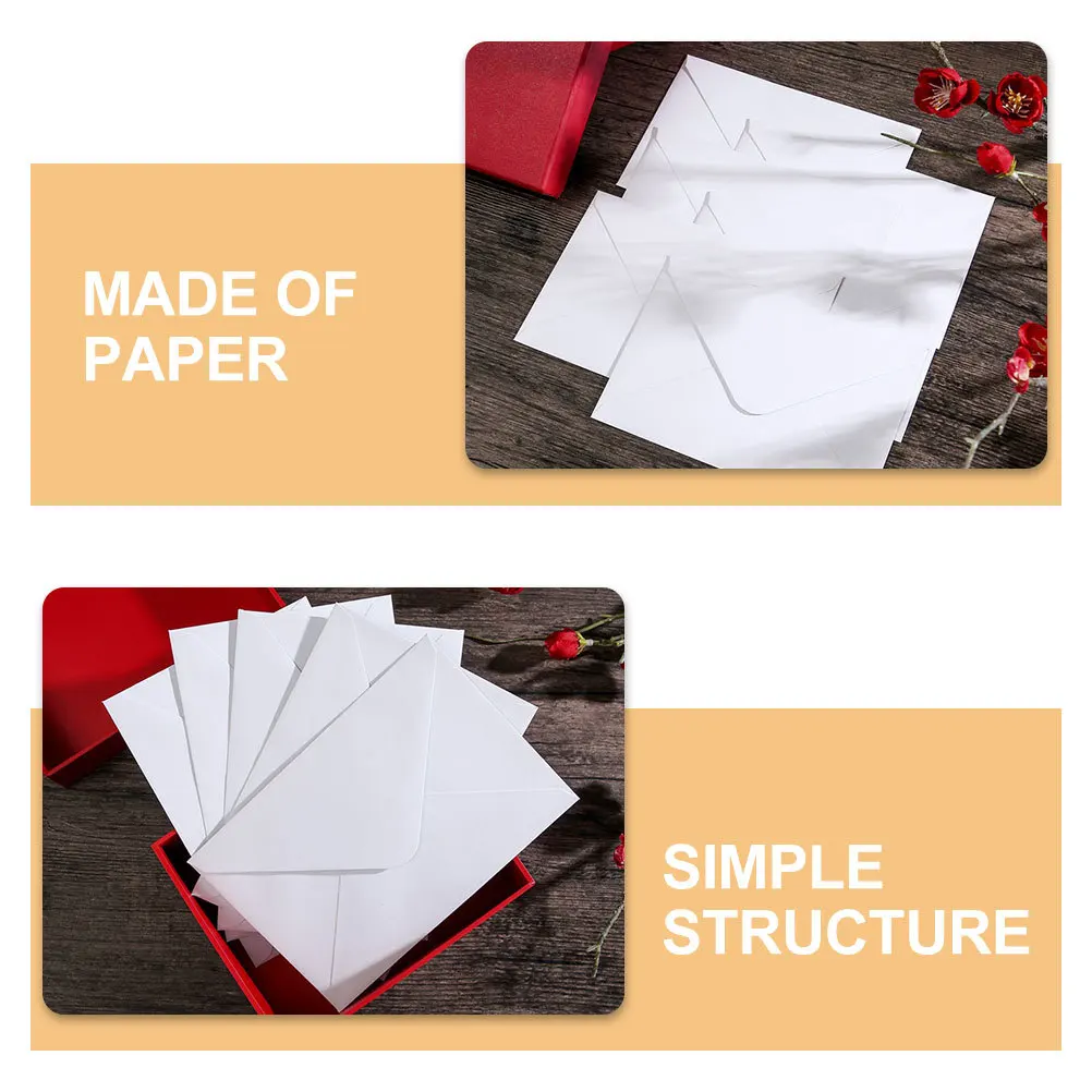 50 قطعة المغلفات البيضاء الذاتي ختم سميكة ورقة مغلفات بريد لدعوات الزفاف بطاقات رسائل الأعمال حفلة عيد ميلاد الطفل