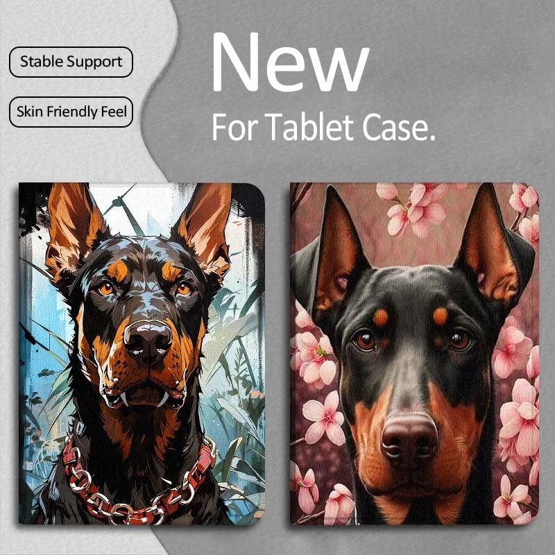 

Cool Doberman Dog Portrait Gift For Apple iPad Pro Air 13 2 7th 6th 2025 M2 M3 M4 M512.9 13 inch Foldable Tablet Case
