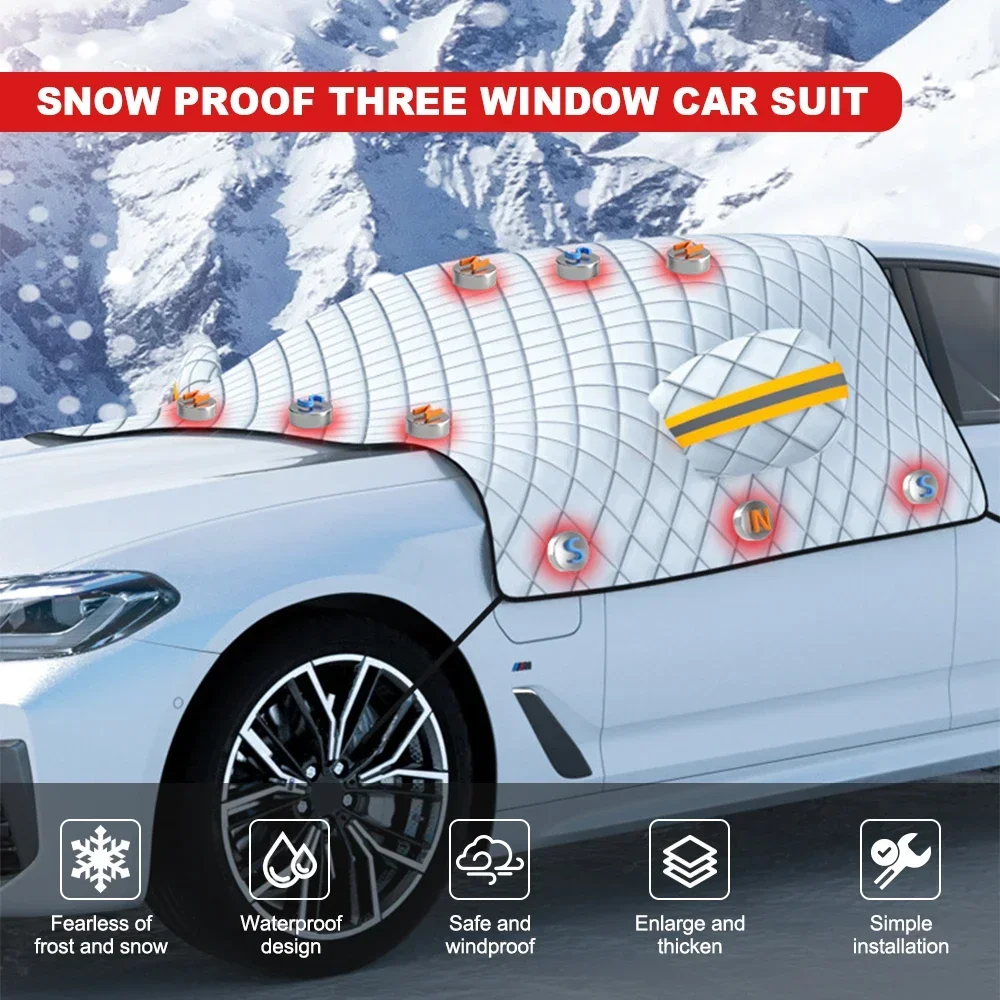 

12 Magnets Car Snow Cover Winter Front Windscreen Protector Windshield Sunshades Anti Ice Frost Fireproof Outdoor Sun Shade