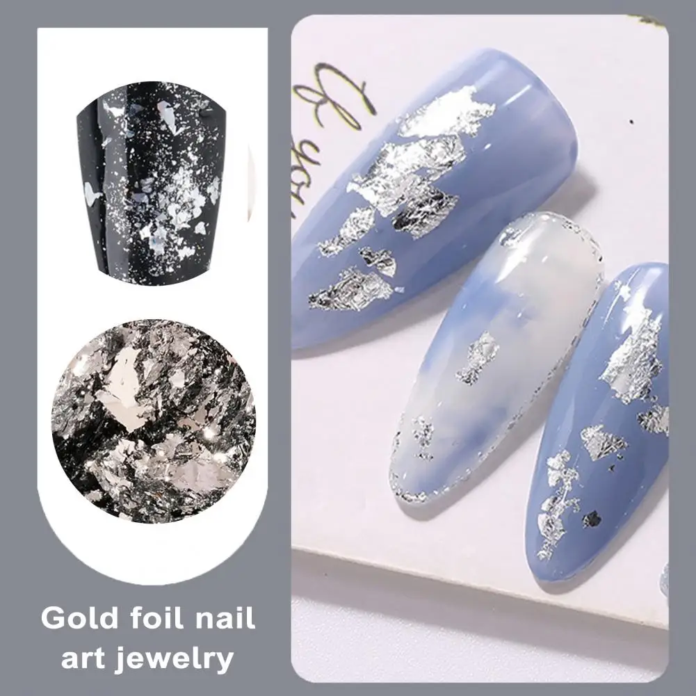 3d glitter para nail art, ouro e cor prata, irregular, folha, flocos, para manicure, gel uv polonês, diy