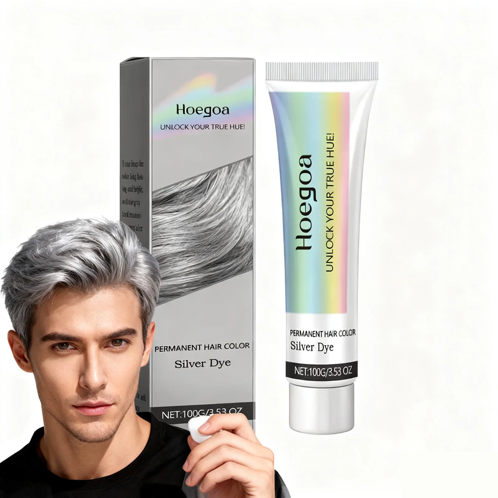 Tinte para el cabello gris plateado, crema de Color permanente para el cabello gris ahumado, estilo Punk vibrante para mujeres y hombres, de larga duración y sin daños
