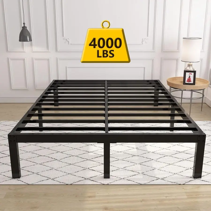 

14 Inch 4000lbs Heavy Duty Support Basic Bed Frame Mattress Foundation Box Spring Replacement Steel Slat Platform Easy to Assem