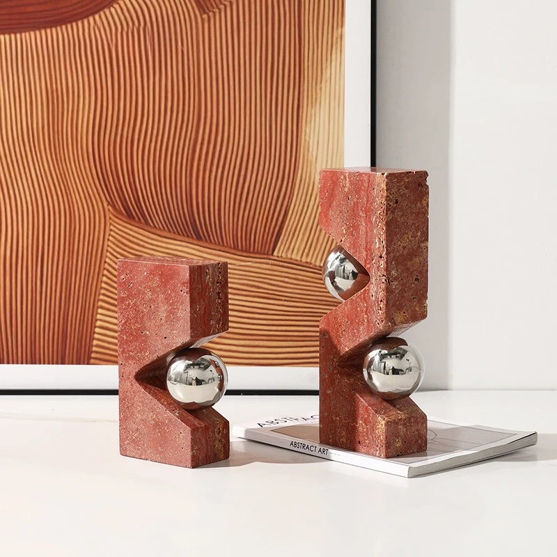 Modern wabi-sabi geometric art with ball stone ornaments exhibition hall office TV cabinet bookcase creative decorative crafts