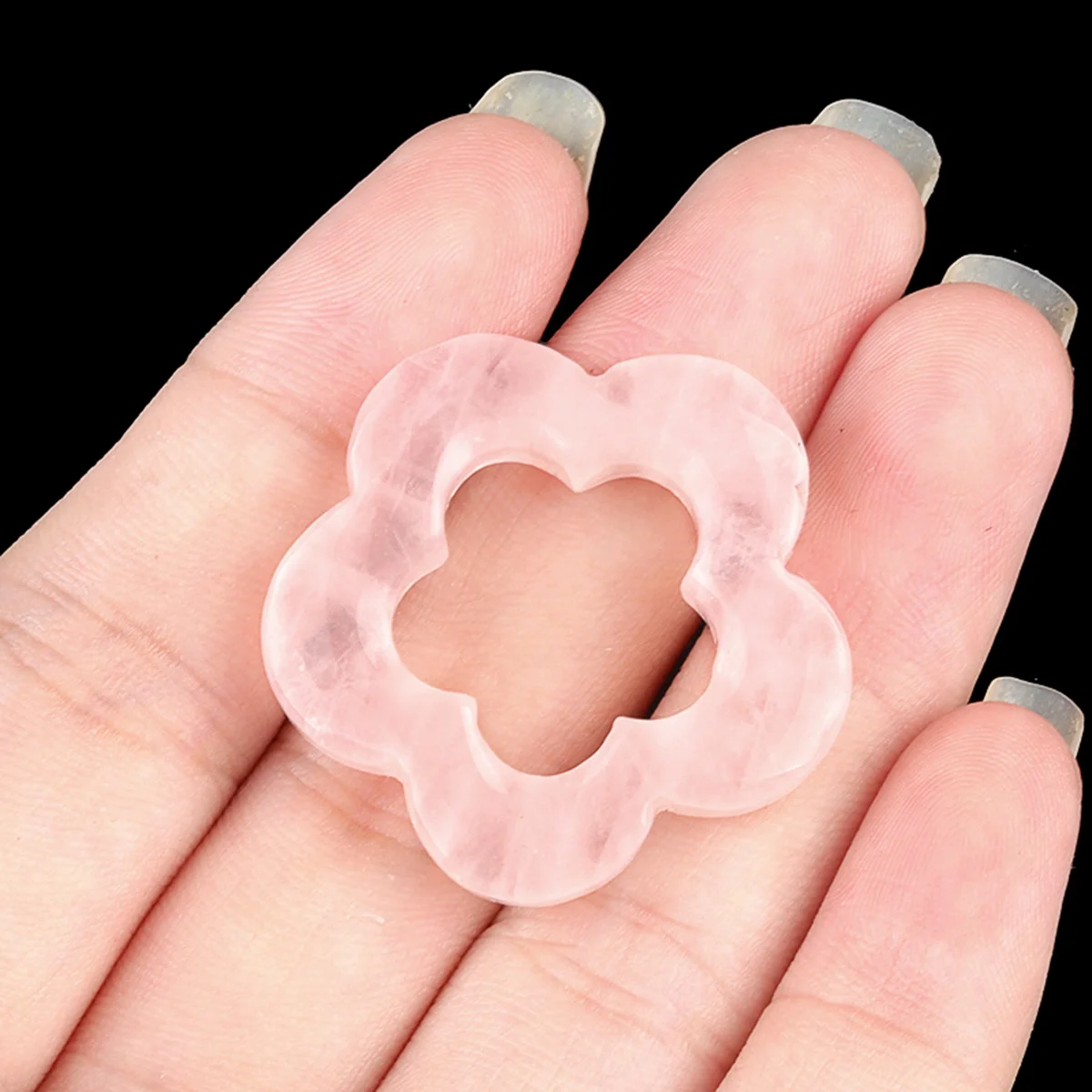 Natural Rose Quartz Flower Pendant for DIY Making Jewelry Necklace Handmade Craved Hollowed Plum Blossom Charms