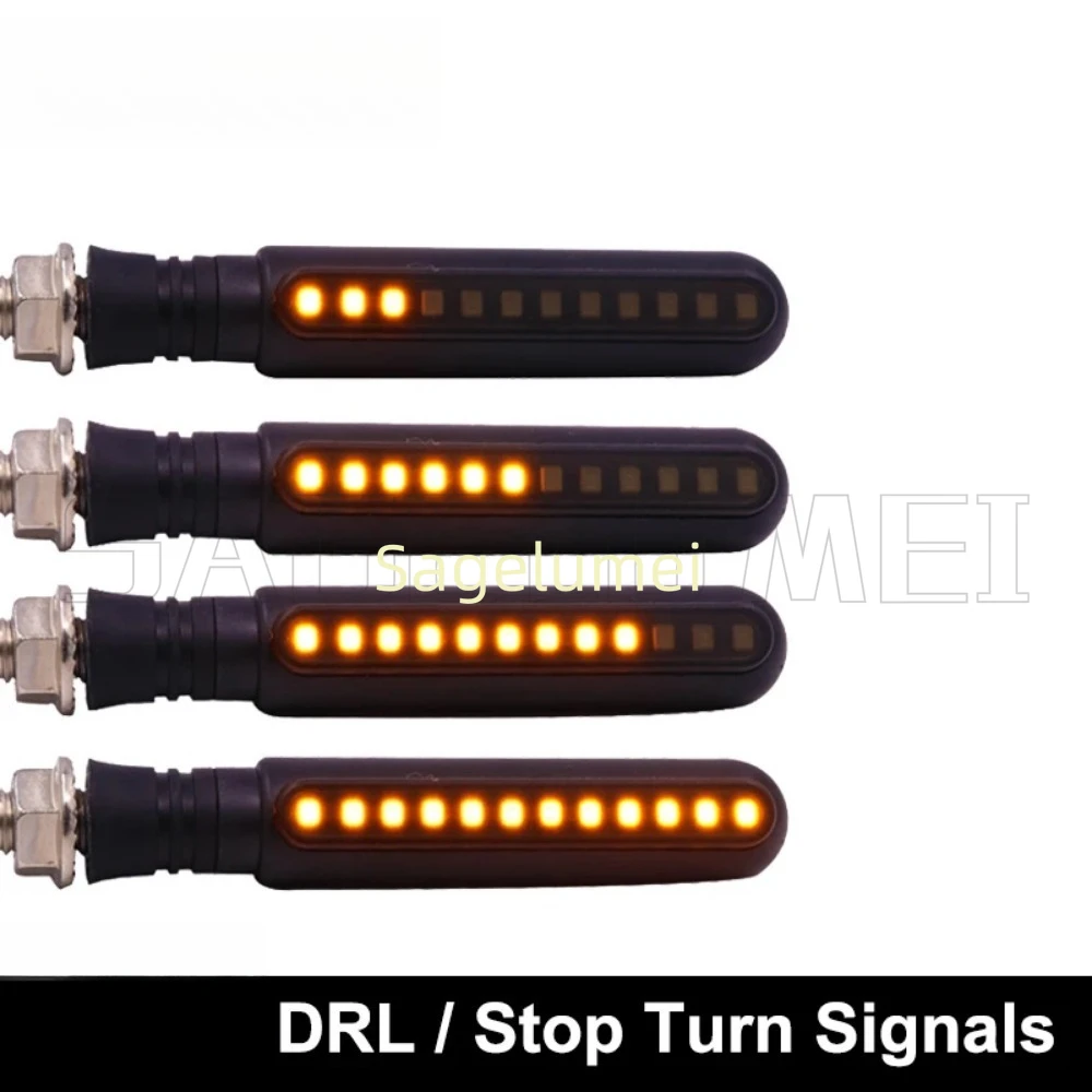 LED دراجة نارية بدوره إشارات مؤشرات الاتجاه وامض الخلفية الذيل الفرامل المتعري ضوء وقف أضواء الإشارة دراجة نارية DRL مصباح #5