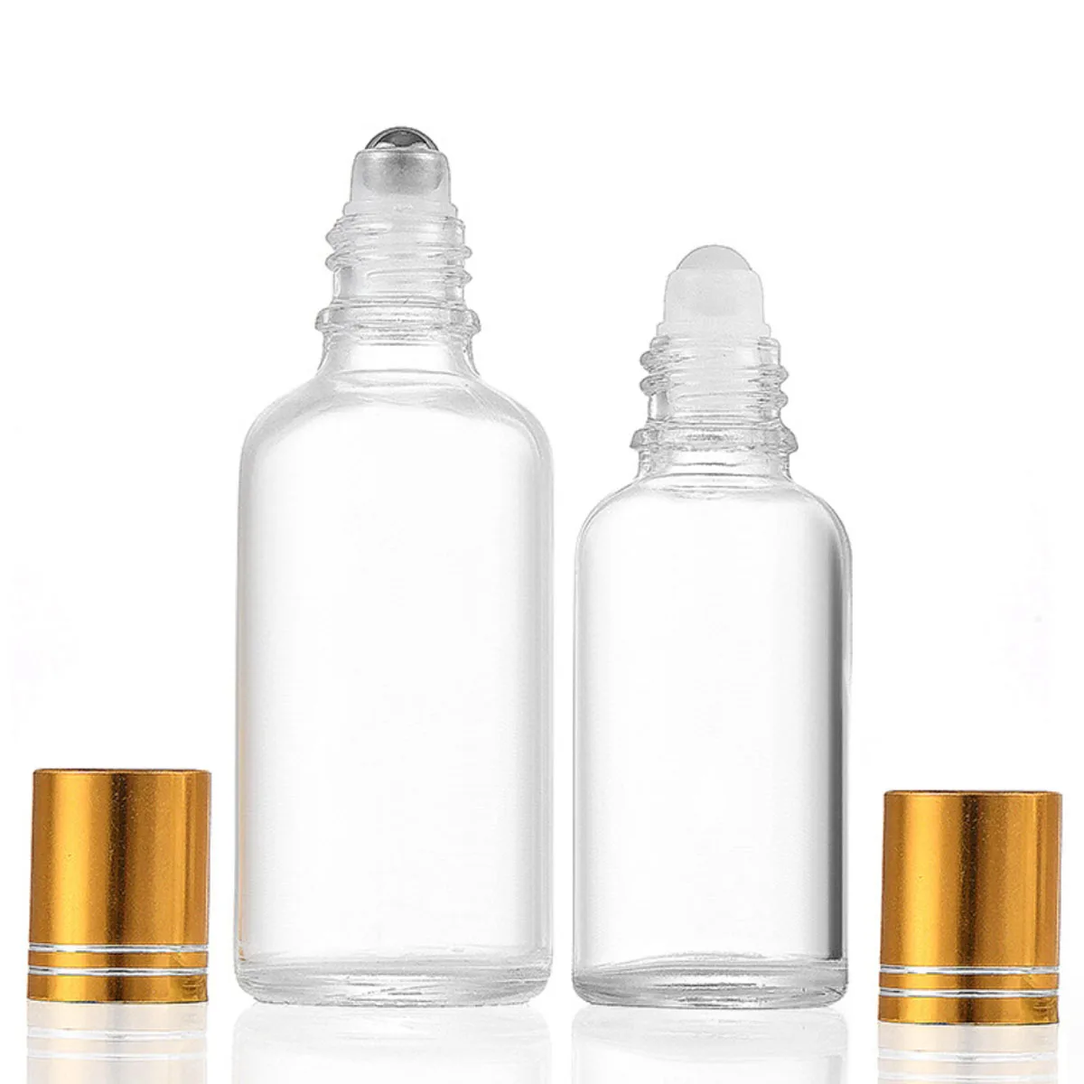 5/10/15/30/50/100ml Clear Thick Glass Roll On Essential Oil Empty Perfume Bottle With Stainless steel Roller Ball Refillable