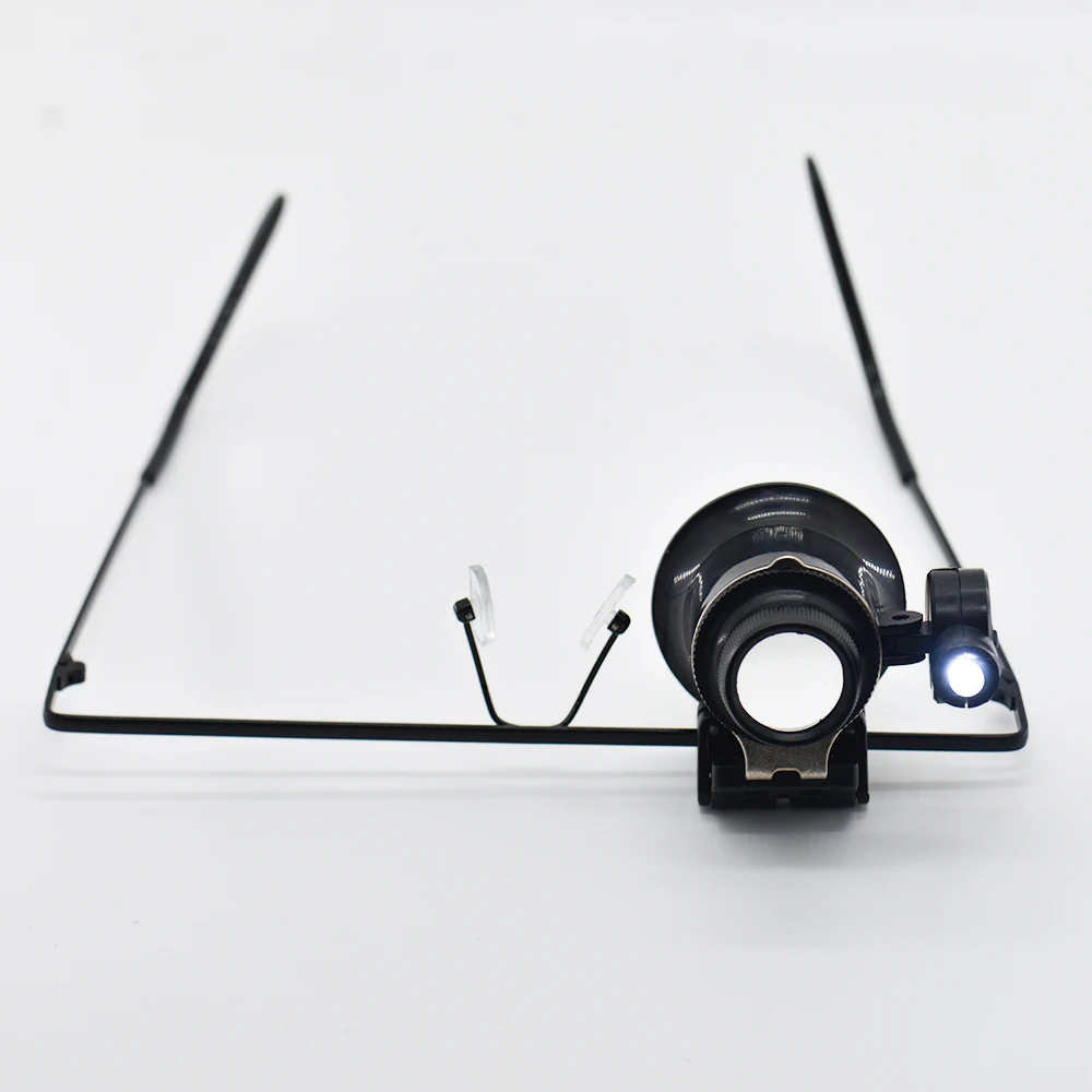 Fascia per capelli 20X lente d'ingrandimento lente d'ingrandimento lente d'ingrandimento per gioielli riparazione orologio lente d'ingrandimento per orologiaio con 1 luce a LED
