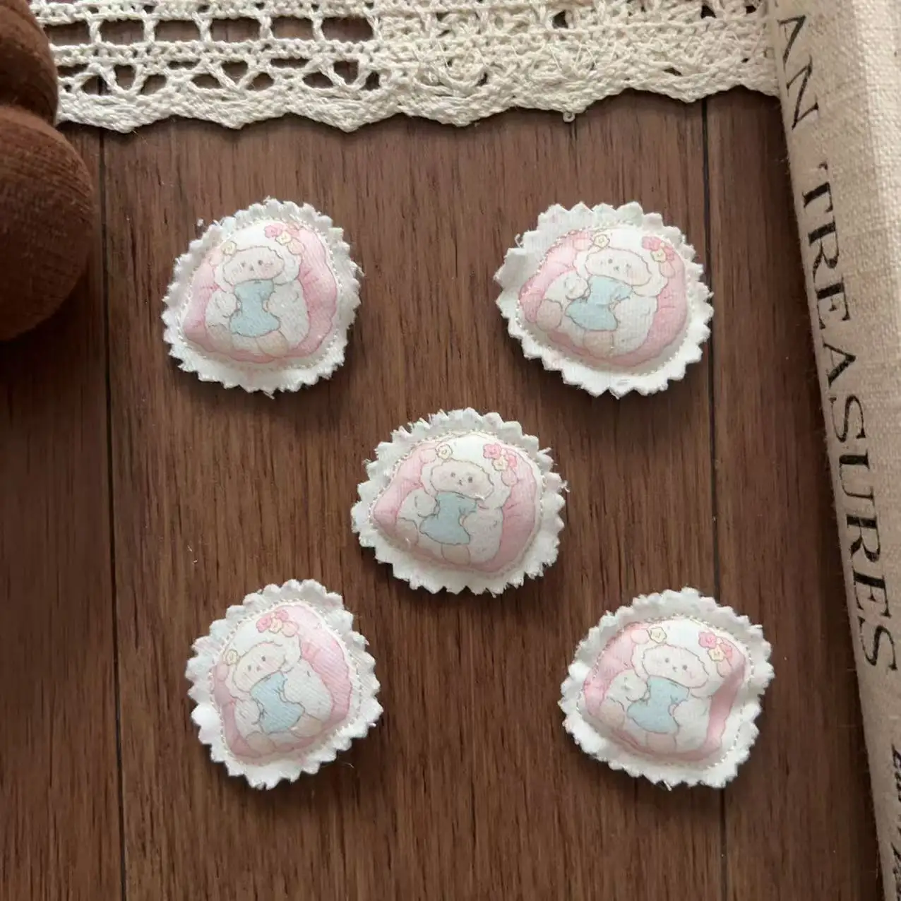 Handmade Fabric Printed Sheep Brooch Hair Pin DIY Craft for Kids Shoes Socks Bag Hat Clothing Decoration High Quality
