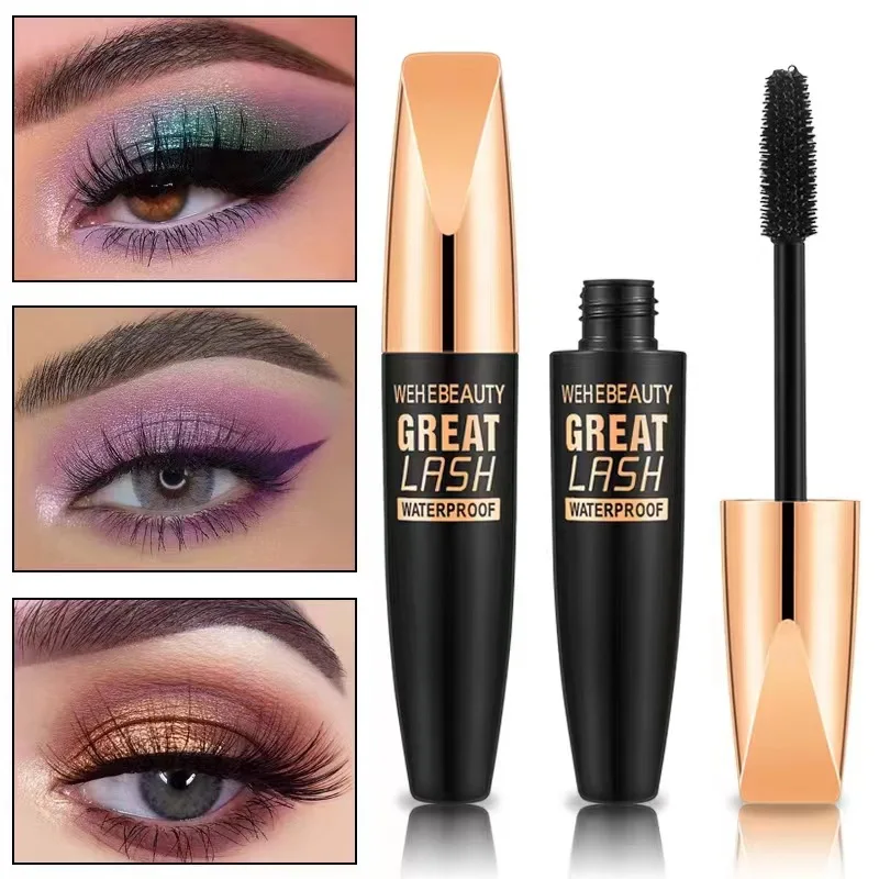 4D Silk Fiber Lash Mascara, 2 em 1, impermeável, alongamento cosméticos, Eye Curling, grosso, maquiagem dos olhos, navio, B0G0