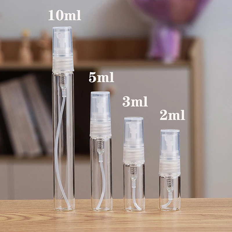 Clear Mini Perfume Glass Bottle Empty Cosmetics Bottle Sample Test Tube Thin Glass Vials 2ML 3ML 5ML 10ML