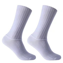 New 2025 Anti Slip Silicone Summer Aero Socks Whiteline Cycling Socks Men Bicycle Sport Running Bike Socks Calcetines