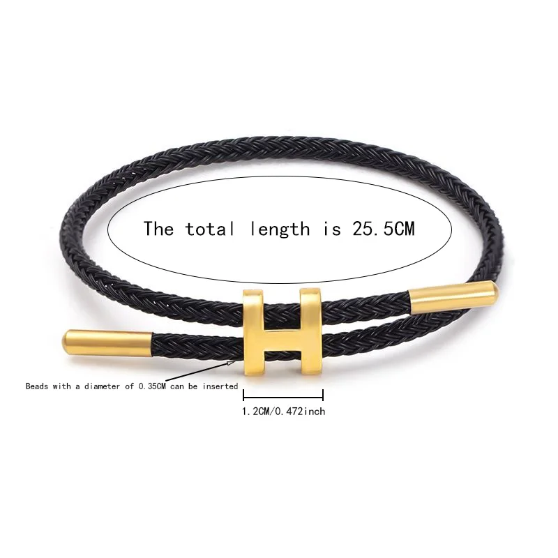 The multi-functional, fashionable and elegant H-buckle stainless steel rope women's bracelet is suitable for men's charming brac image 4