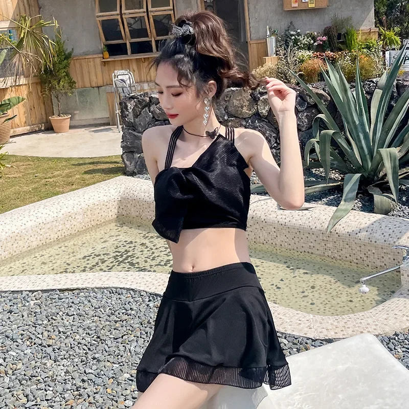 

2025 New Split Skirt Bikini Conservative Swimsuit Women's Senior Swimsuit Thin Beach Swimsuit Bathing Suit Bikini Set