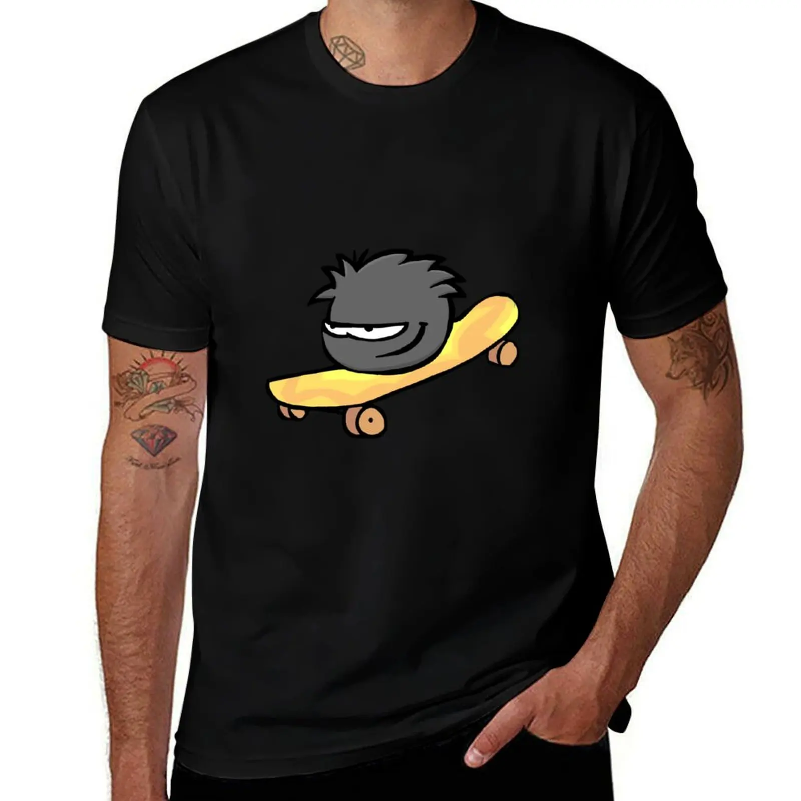 Club penguin black puffle T-Shirt summer tops korean fashion mens shirts graphic tee