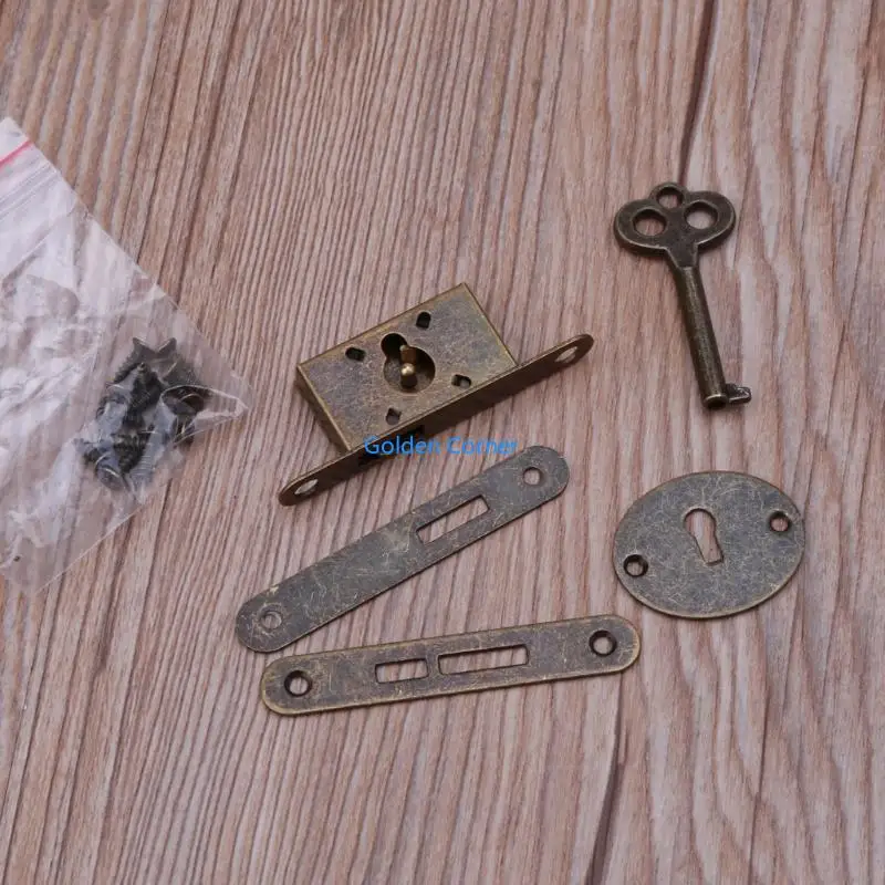 e15dビンテージメタル引き出しロックフラッシュマウント家具装飾ロックアンティークジュエリーケースボックス用ロック