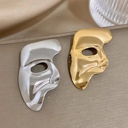 Exaggerated Funny Abstract Gold Color Masks Metal Pins Brooches Accessories Half Human Face Portrait Brooch for Women Jewelry