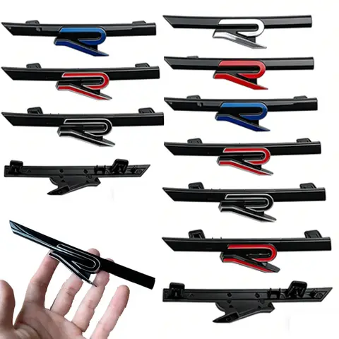 15.7x2.2cm ABS for Volkswagen VW New Rline GOLF JETTA PASSAT Polo SCIROCCO TOUAREG TOURAN Car Front Grille Emblem Cover Decals