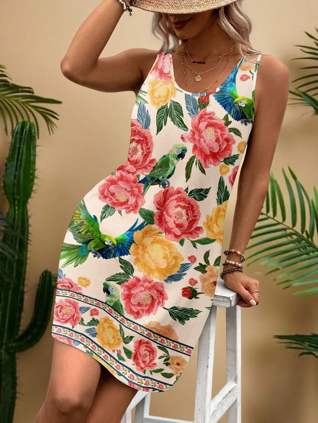 Robe d'été décontractée Vintage à imprimé Floral Tropical pour femmes, tenues d'été pour femmes, tenues de vacances, vêtements pour dames Y2k, t-shirts