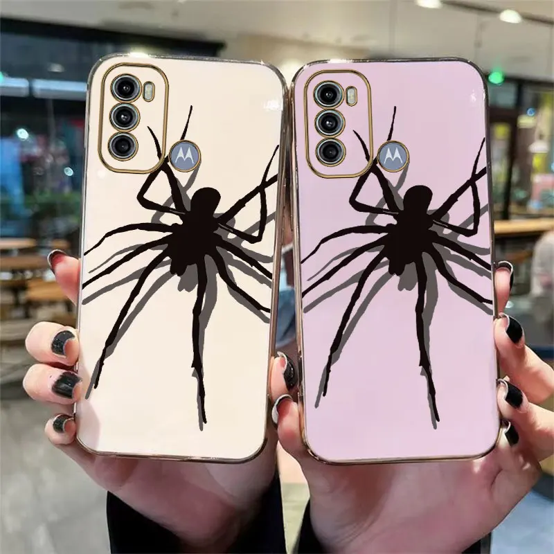 G60 Big Spider Plating Phone Case For Motorola Moto G84 G82 G73 G72 G62 G60S G54 G53 G52 G50 G42 G40Fusion Cover