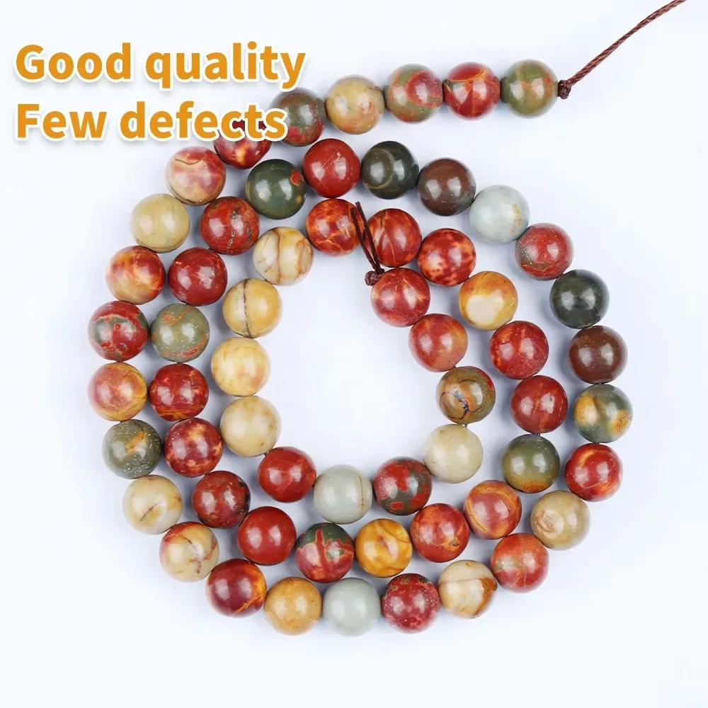 A+ Natural Picasso Jasper 4 6 8 10mm Loose Stone Beads for Jewelry Making Bracelet Necklace DIY Accessories Wholesale