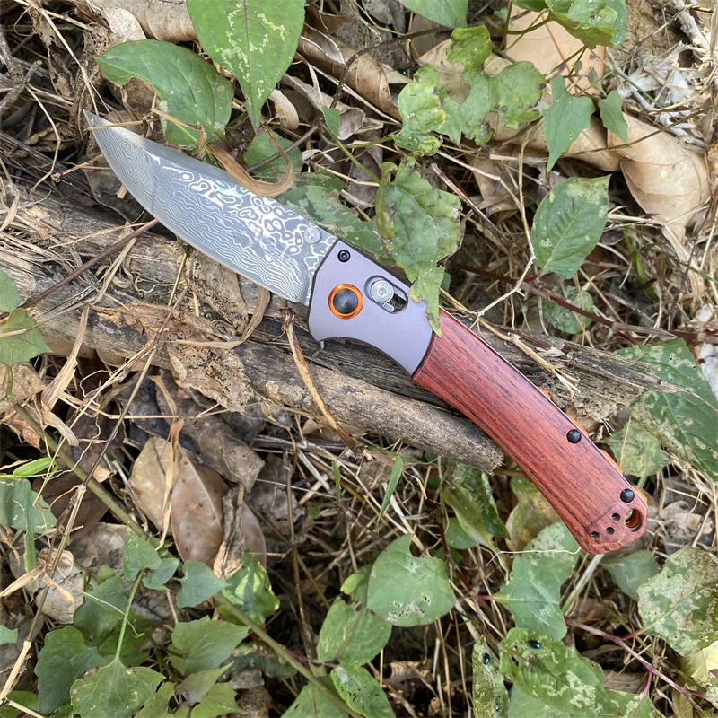 Folding BM 15080 Knives Pocket Damascus Blade Wood Handle Self-defense Survival Hunting EDC Camping Fishing Knives Gifts Tools view 3