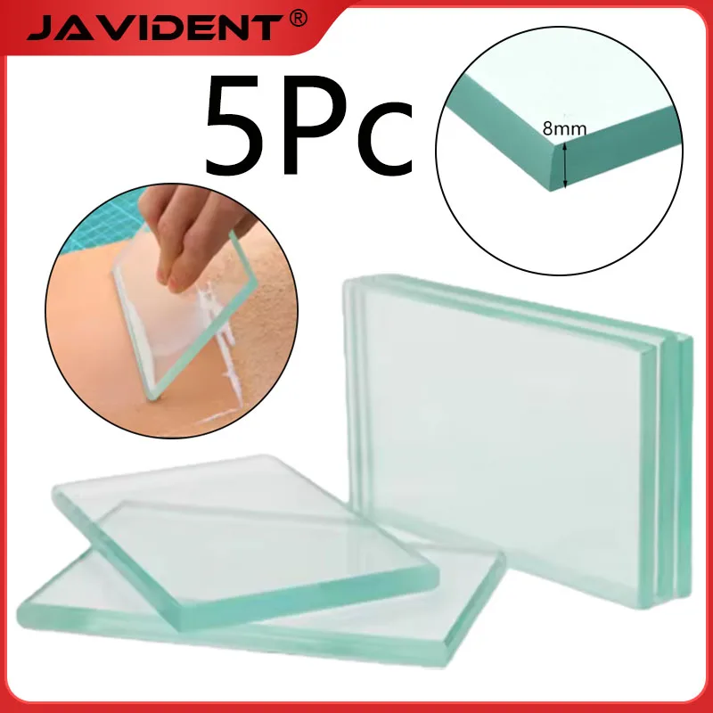 

5Pc Dental Glass Mixing Board Smooth Surface, Beveled Edges, Heat-resistant Laboratory Mixing Glass Plate Dental Consumables