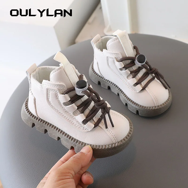 Sepatu berjalan anak-anak 1-6 tahun anak-anak Boots anak laki-laki perempuan Fashion kulit sepatu bot pendek musim semi musim gugur sepatu penahan angin