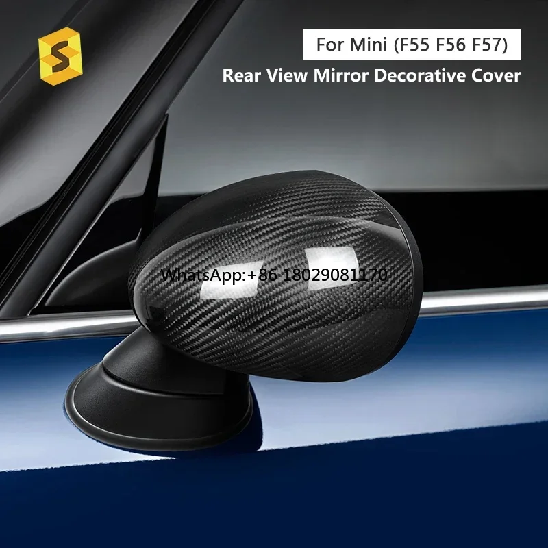 Real Carbon Fiber Car Rear View Mirror Decorative Cover For MINI F55 F56 F57 Carbon Fiber Car Exterior Accsori