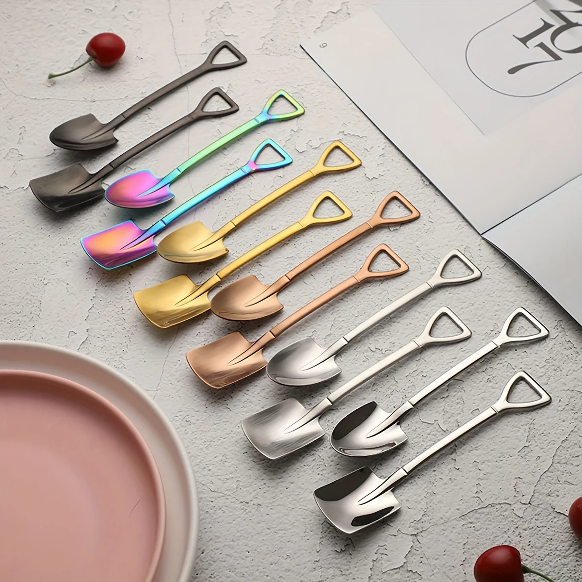 10Pcs Stainless Steel Shovel Spoon Teaspoon For Coffee Spoon Fruit Ice Cream Dessert Scoop Kitchen Accessories Wedding Christmas