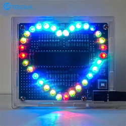 Colorful Dazzle 51 Single-Chip Microcomputer Heart-Shaped Water Lamp DIY Welding Practice Kit LED Love Electronic DIY Production