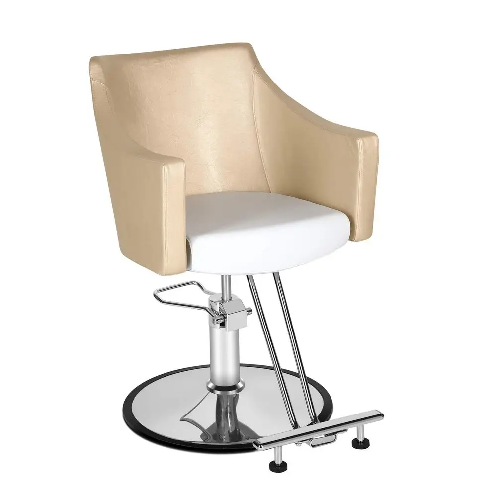 

Classic Hydraulic Barber Chair Salon Beauty Spa Styling ChairWhite Gold