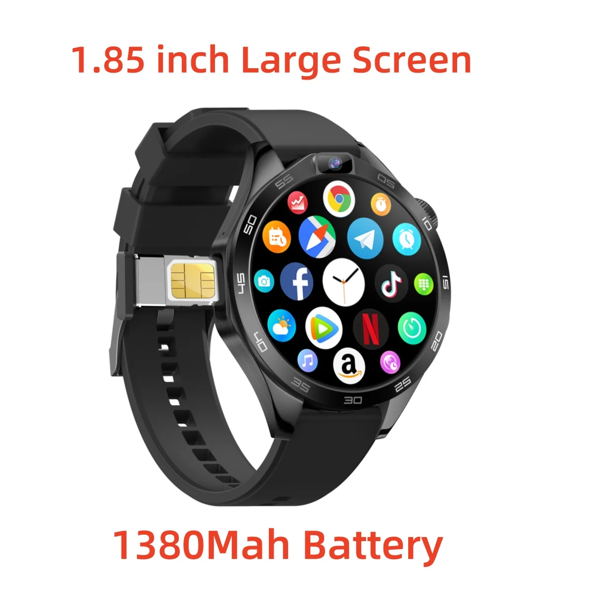 

X11 4G Smart Watch Men Upgrade Chip SIM Card 4GB+128GB Android 8.1 Dual Camera WIFI GPS 1.85" Screen 1380Mah Smartwatch For Men