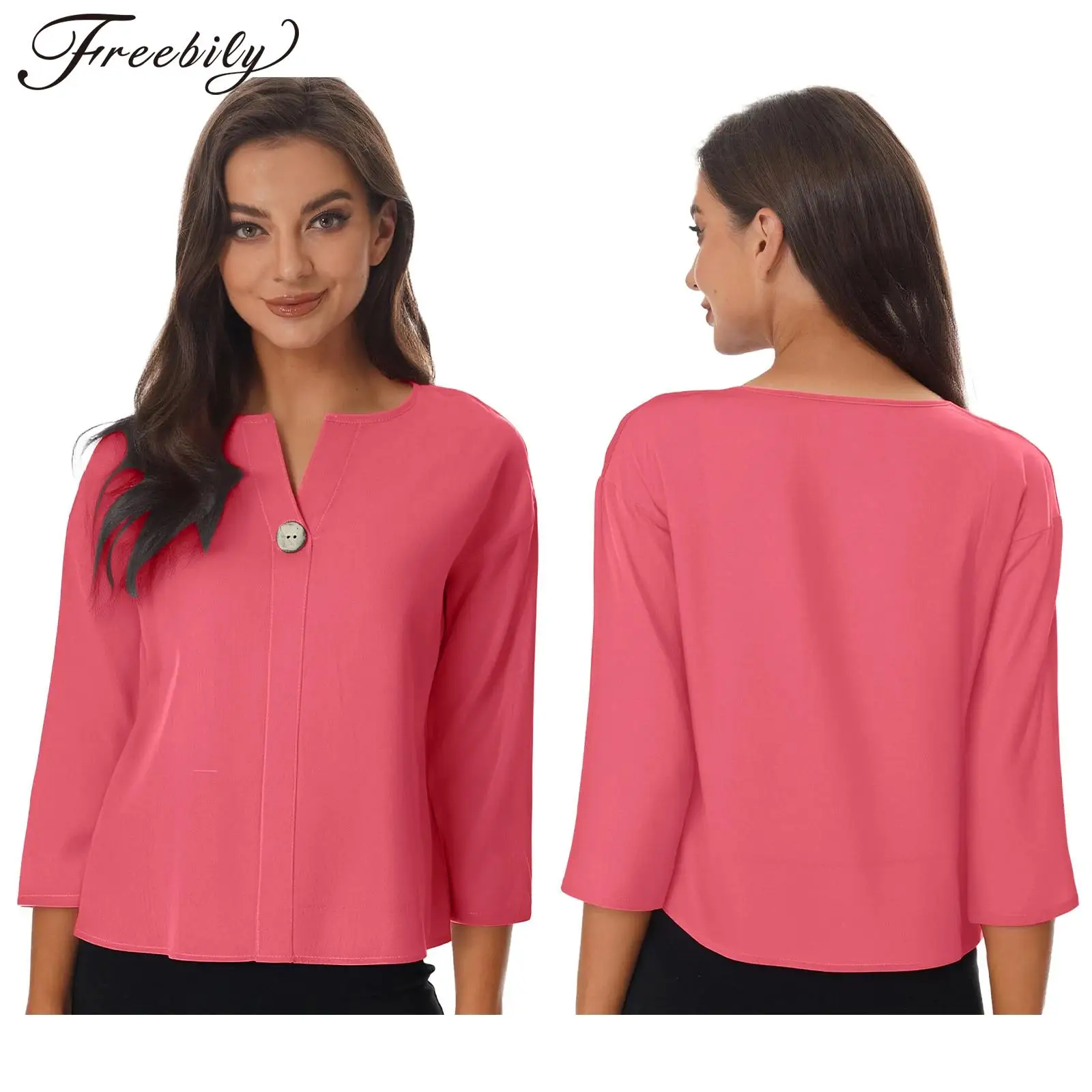 

Женские блузки на пуговицах, однотонная хлопково-льняная одежда, рубашка с v-образным вырезом и длинными рукавами для поездок на работу, свободная одежда, женские летние топы