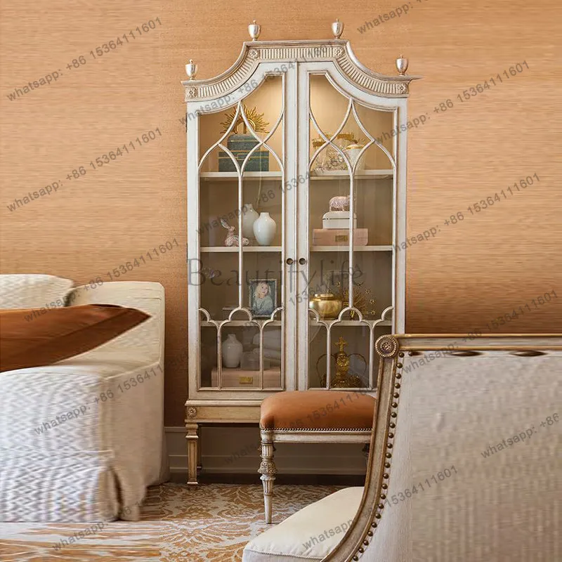 LD French retro living room storage cabinet medieval figure display European side cabinet