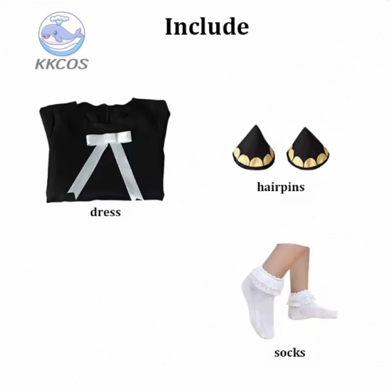 Conjunto de cosplay de vestido preto da família espião Anya Forger com peruca e acessórios, fantasia de festa de anime Comic-con para crianças e adultos
