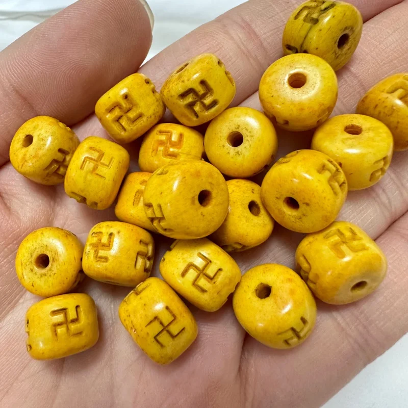 Tibetan Style Backflow Materials Beeswax Bone Carving Ten Thousand Words Old-Styled Bead Crafts Prayer Beads Jewel