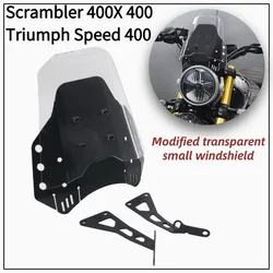 New For Triumph Speed 400 Speed400 Scrambler 400X Modified Windshield Aluminum Alloy Transparent Small Windshield Decoration