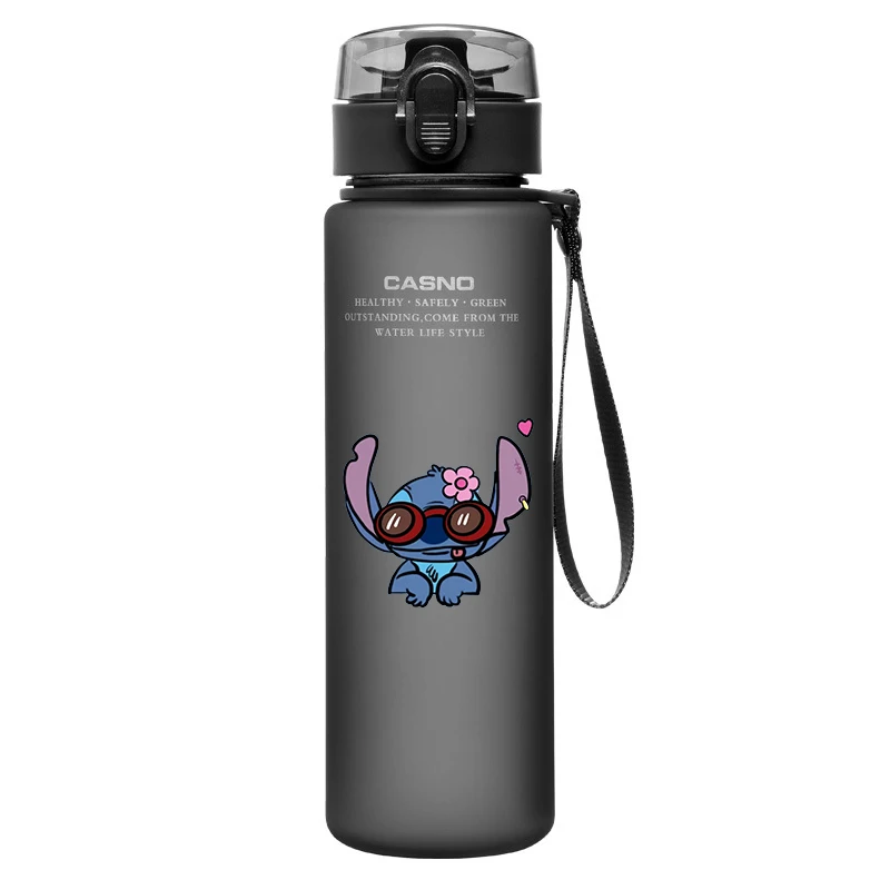 Miniso Stich Wasser becher 560ml Kinder tragbare Kunststoff transparente Stich Engel Outdoor große Kapazität Sport Wasser flasche