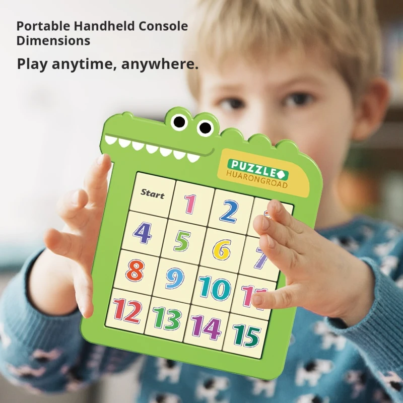 Rompecabezas de números de animales, juguetes deslizantes móviles de plástico, juegos de entrenamiento cerebral de carretera Huarong, rompecabezas educativo, juguetes, regalos para niños
