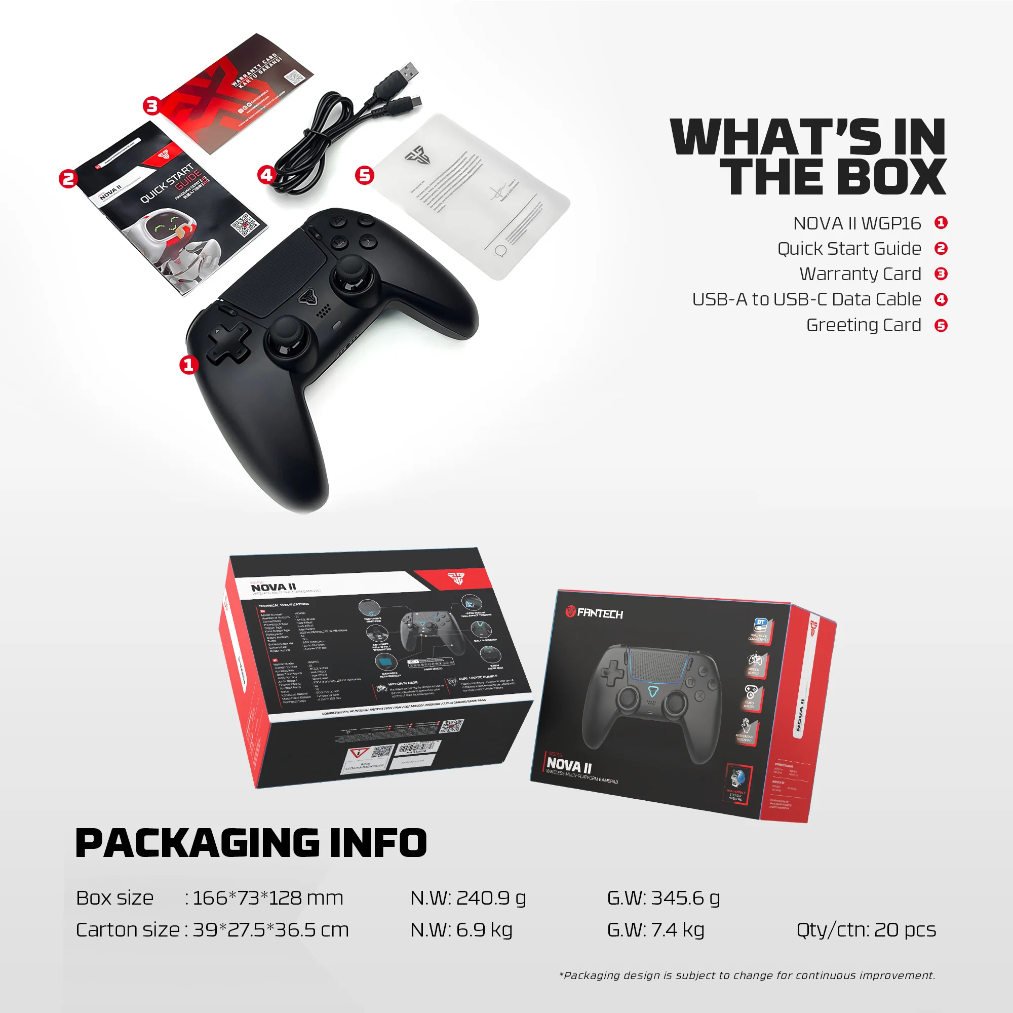 FANTECH NOVA II WGP16 سماعة لاسلكية تعمل بالبلوتوث غمبد Hall-Effect مشغلات عصا التحكم جيروسكوب وحدة تحكم الألعاب لجهاز PS4 SWITCH PC #6