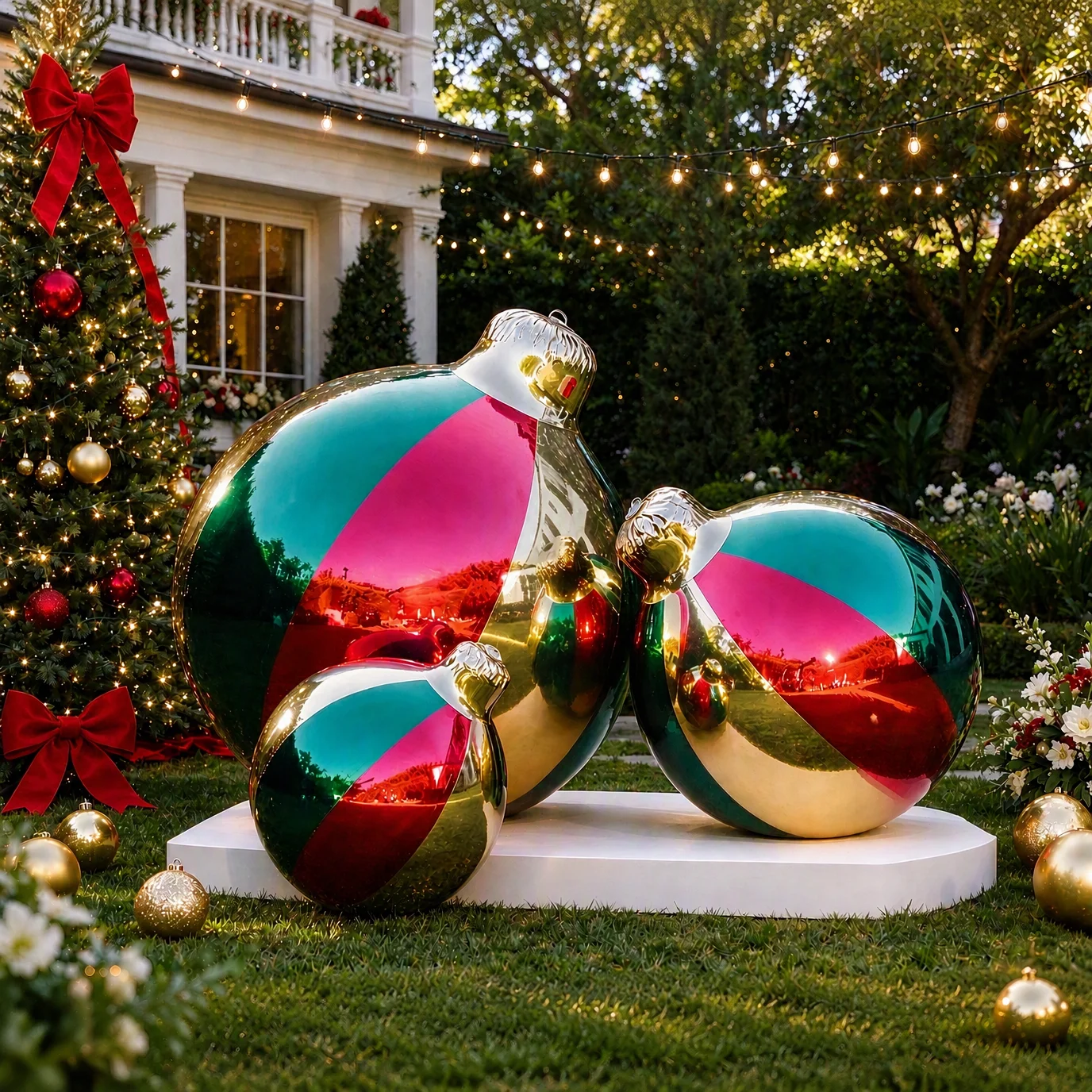 Shiny Colorful Mirror Ball Christmas Ornament for Indoor Outdoor Festival and Event Decoration