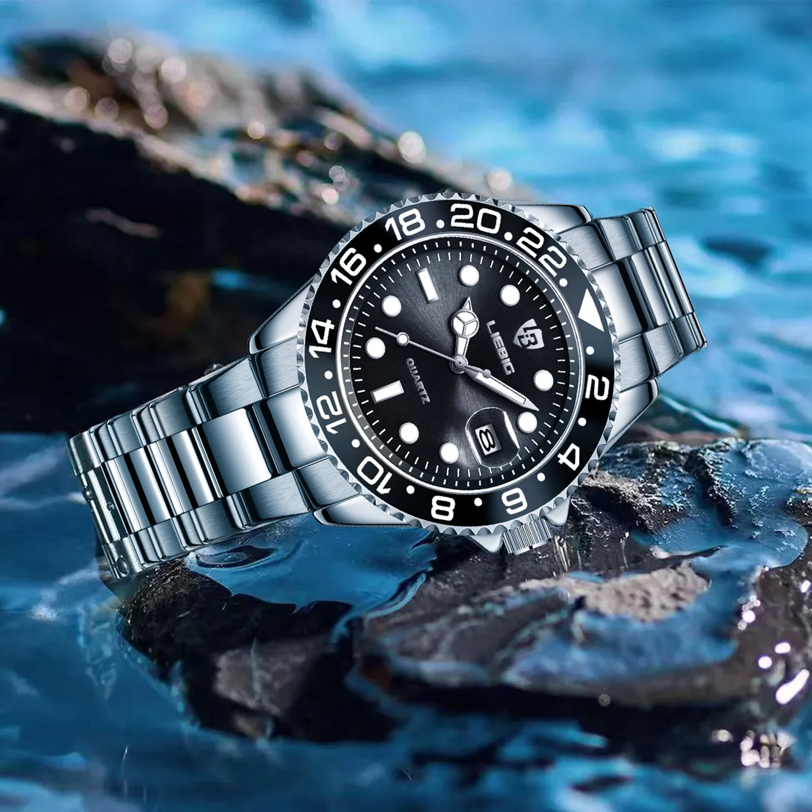 LIEBIG Fashion Luxury Movement Quartz Watches Business Time Watch Waterproof Stainless Steel Strap Wristwatches For Men Women